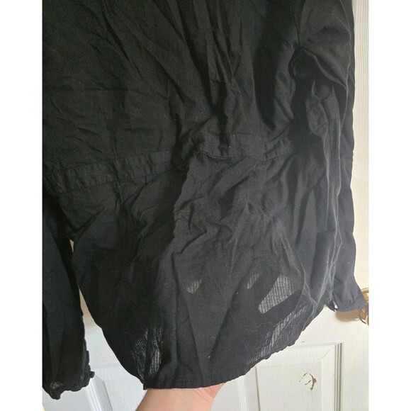 A.N.A. Womens Blouse Sz XL Black Long Sleeve Top Shirt Semi Sheer Floral Details - Picture 5 of 12
